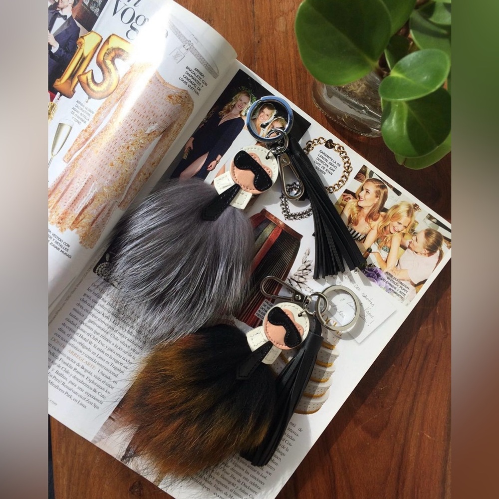 Karl Handbag Charm - Pom Pom Keychain